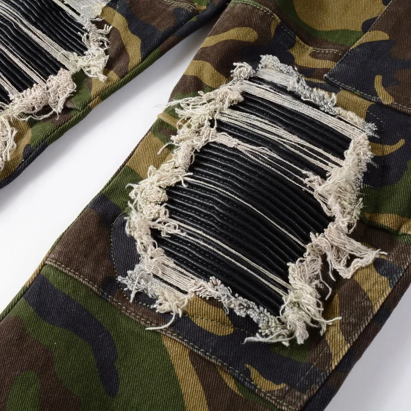 Rts For Dropshipping 536 Damage Tapered Jogger Ripped caogo patch Man Biker Joggers Jeans