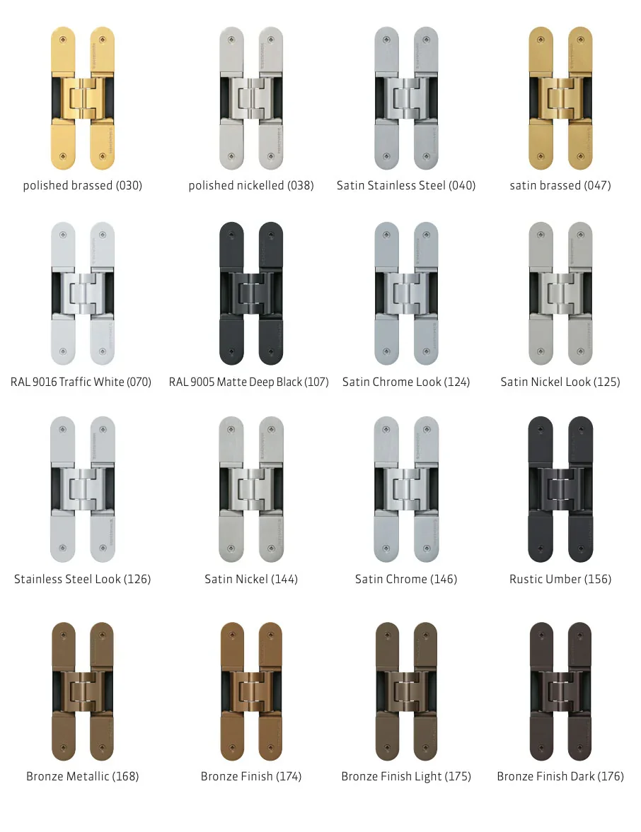180 Degree Concealed Invisible Door Hinge Zinc Alloy 3D Adjustable Butt Hinge for Hidden Door Swing Door