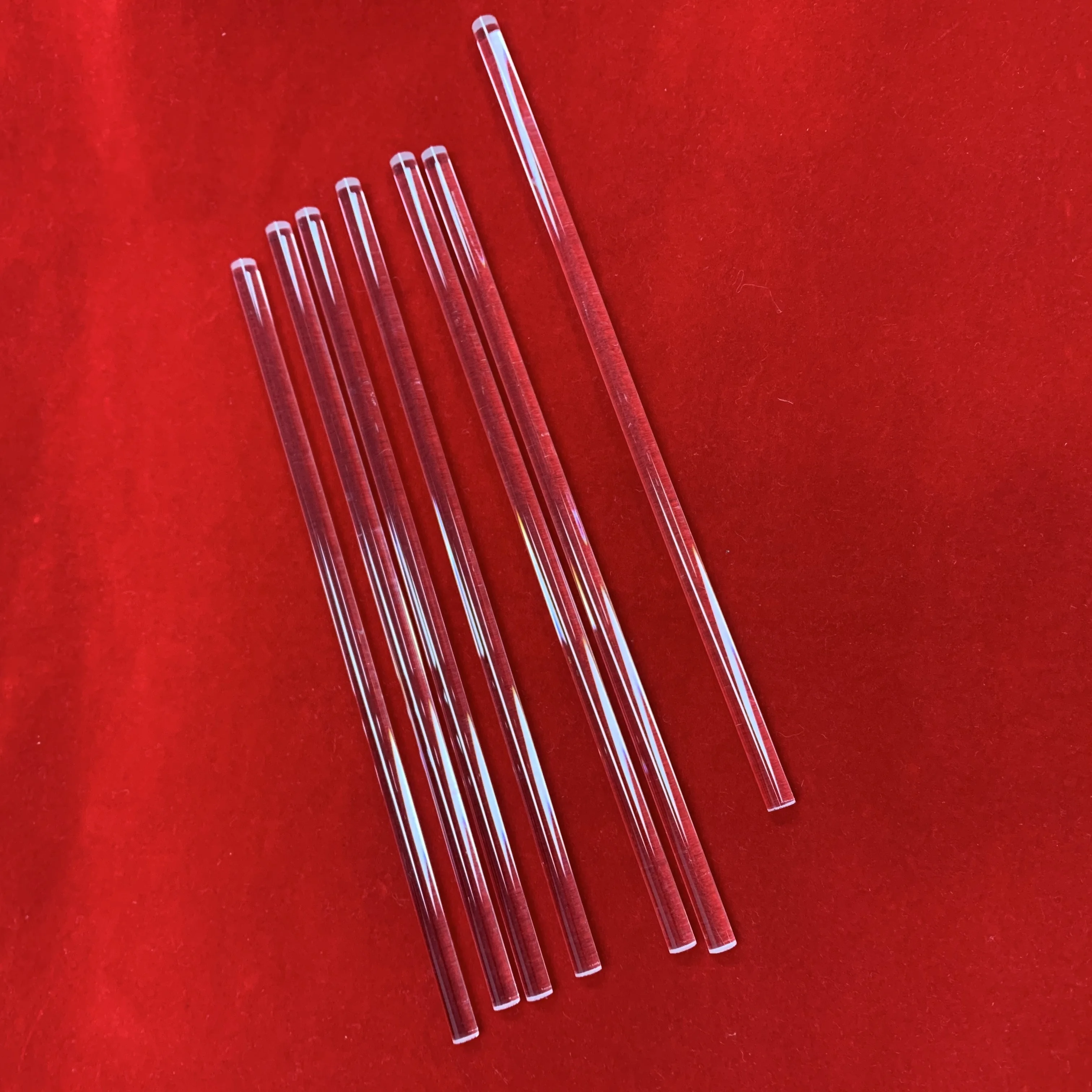 Customized size Transparent Small Quartz Glass Solid Cylinder Rod optical clear glass fused quartz crystal rod