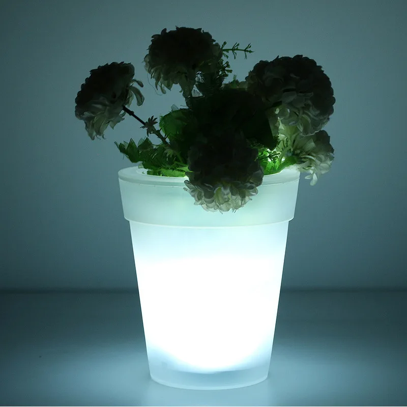 Solar Charging LED Furniture Led Flower Pots Light Up Lighting PE Material RGB LED Planter LED Flower Pot