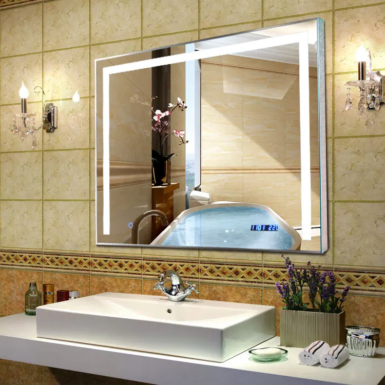 Умный сенсорный выключатель, интеллектуальное светодиодное зеркало для ванной комнаты с ЖК-экраном