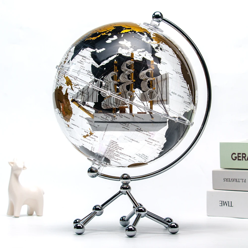 Wellfun New Products 2024 Mova Decoration World Sailboat Novelty Gifts Globe Earth Globe Decor Globe