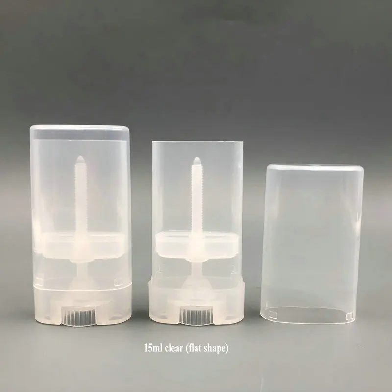 Oval 15 ml 15 g transparent black white twist sunscreen stick tube, 15g glue stick balm tube container, deodorant tube packaging