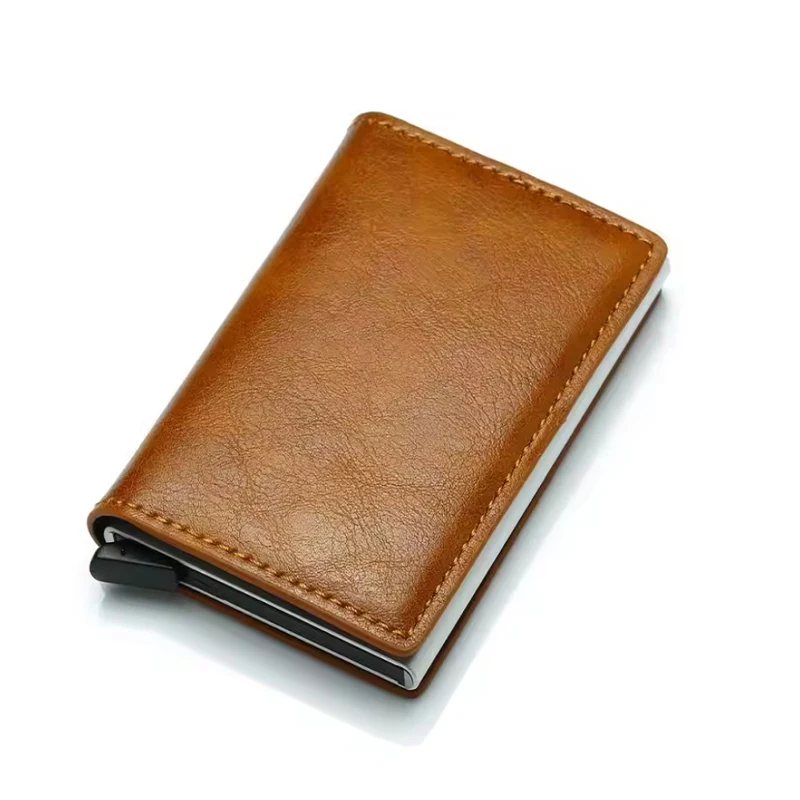 Pu Leather Money Clip Smart Wallet Automatic Pop-Up Card Holder Western Real Leather Womens Leather Purse
