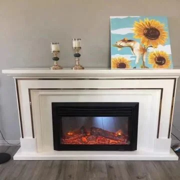 fireplace Custom Modern Indoor Fireplace Surround White Natural Marble Mantel for Home Classic Design for Outdoor Villa Wood Material