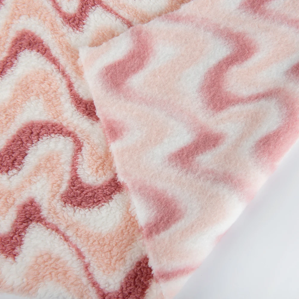 Hot Sale 100%  Polyester Teddy bear printing faux sherpa fleece fabric for kids wear custom printing double side fine sherpa fab