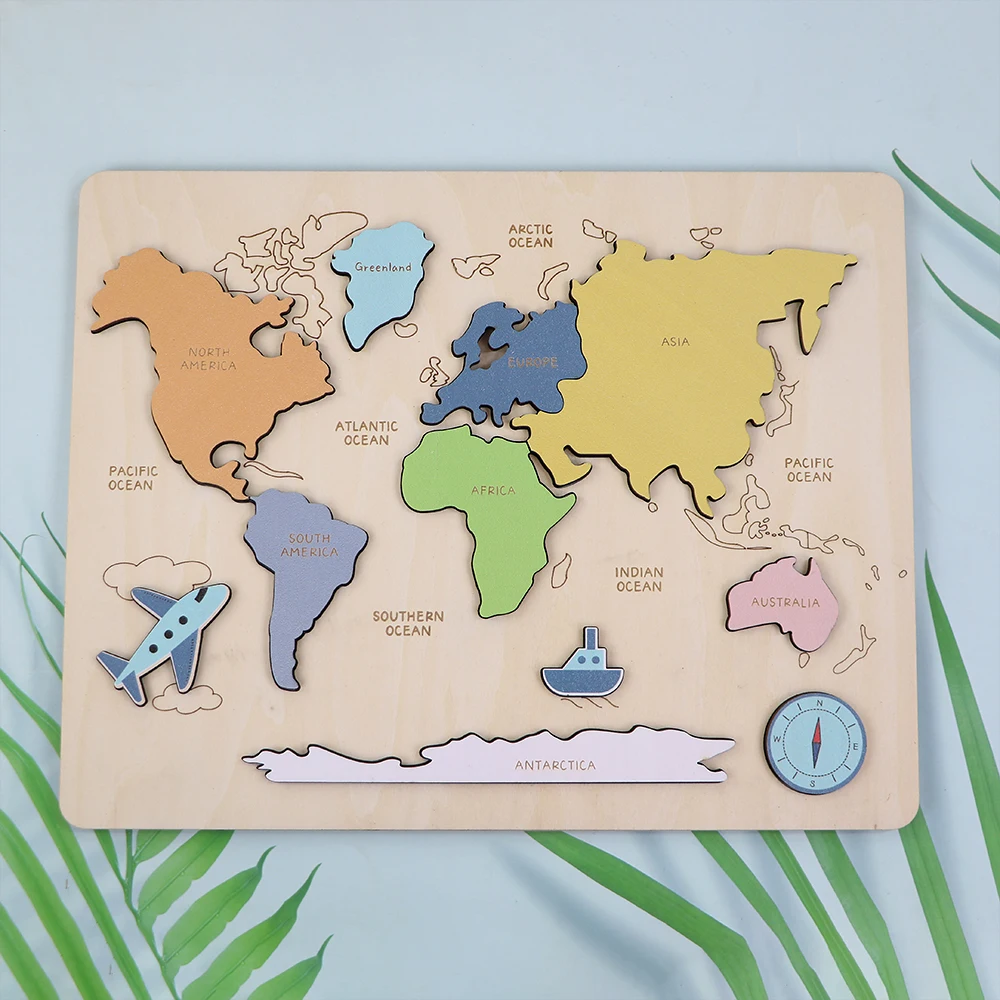 Wooden world map Puzzles World map puzzles for children World map puzzles develop intelligence