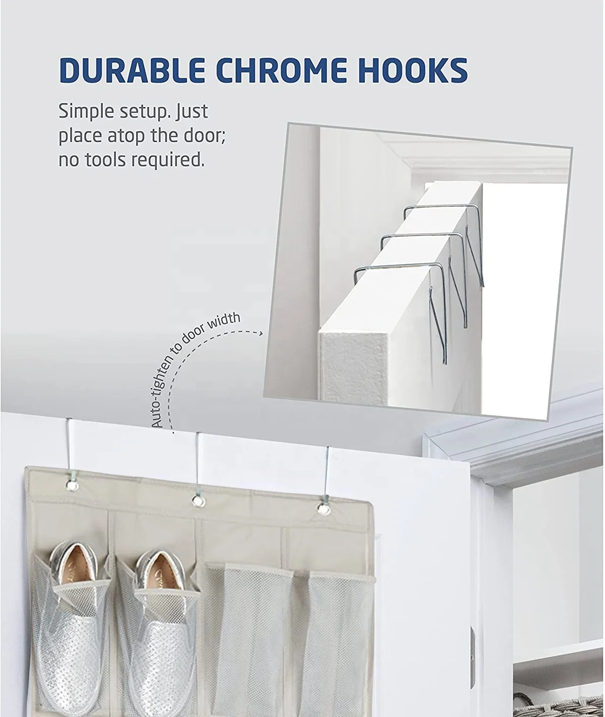 24 Breathable Pockets Over The Door Shoe Organizer Hanging Shoe Holder