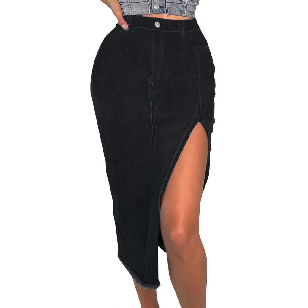 Hot Selling Wrapped Hip Stretch All-In-One Denim Skirt