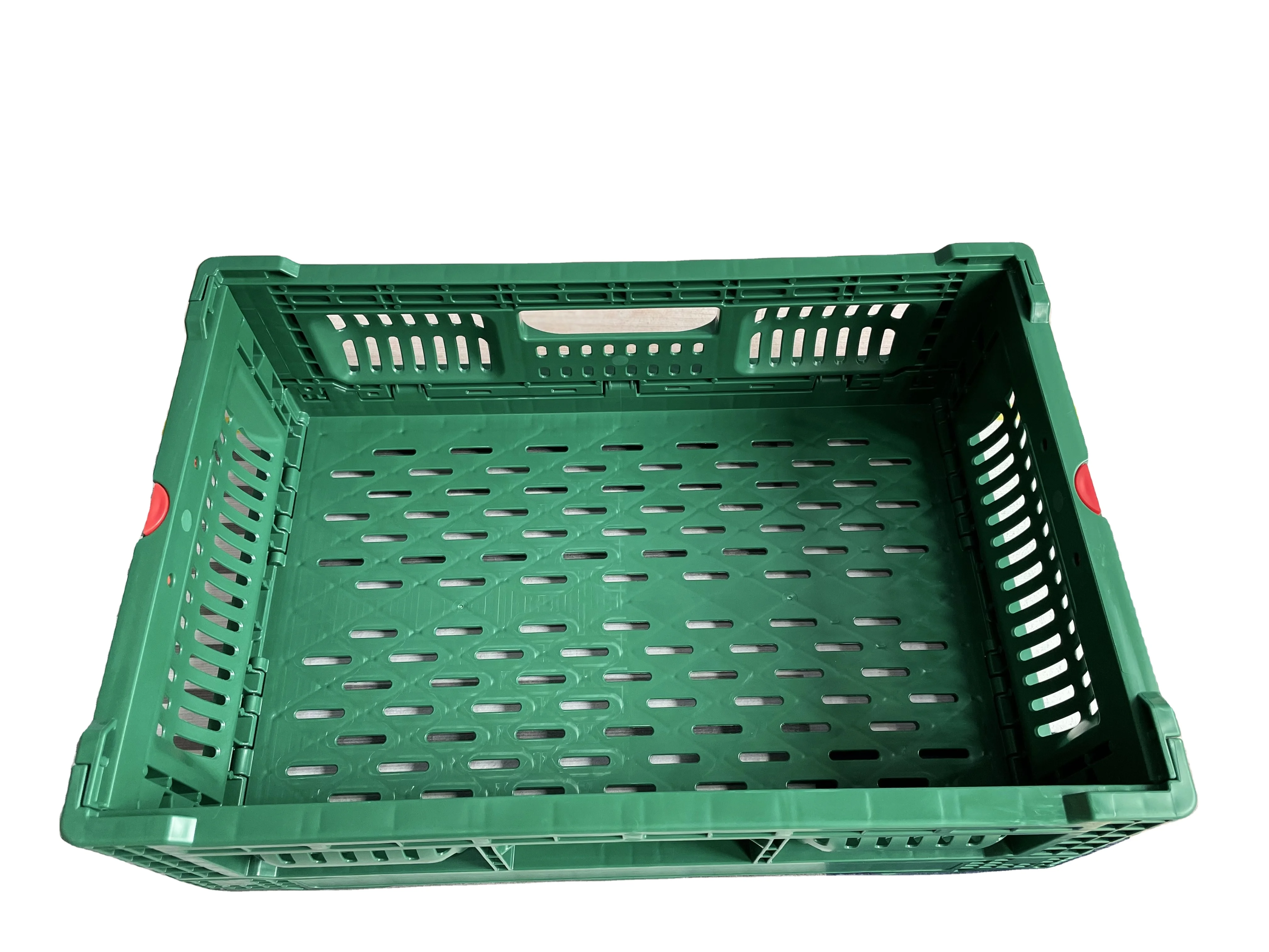 reusable 500x330x170 mm collapsible feature perforated type plastic storage crate for fruits and vegetable