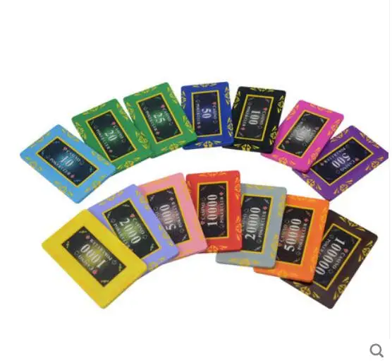 Square  Clay Rectangle Poker Chip with PVC Sticker Wholesale Clay Chip poker square chips