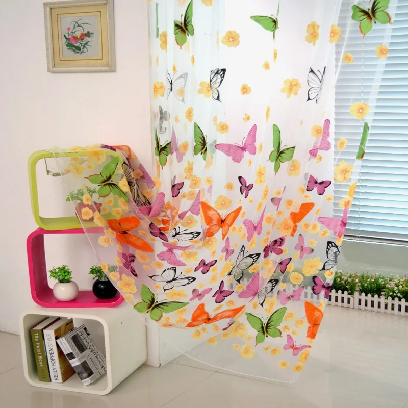 Butterfly Tulle Window Curtains  Shades Embroidered sheer curtain