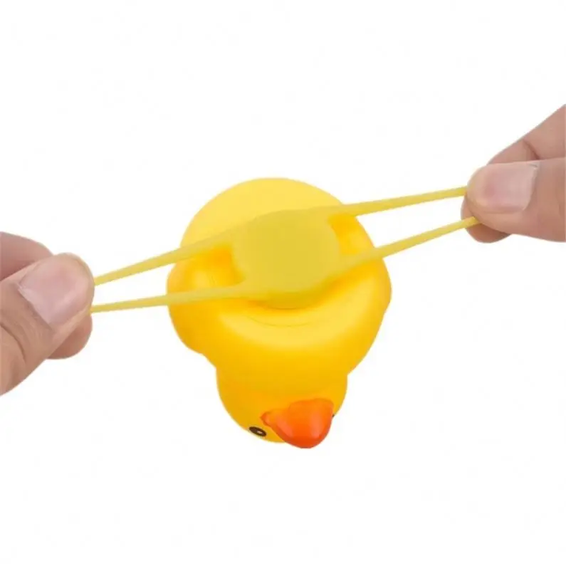 Istaride Cute Little Black Yellow Duck with Helmet Propeller Rubber Windbreaker Duck Squeeze Sound Internal Car Decoration