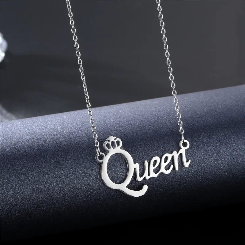 Hot sale Stainless Steel Cute King Queen Pendant Angel Princess Sweetheart World Lovers Family Collar Necklace Fashion Jewelry