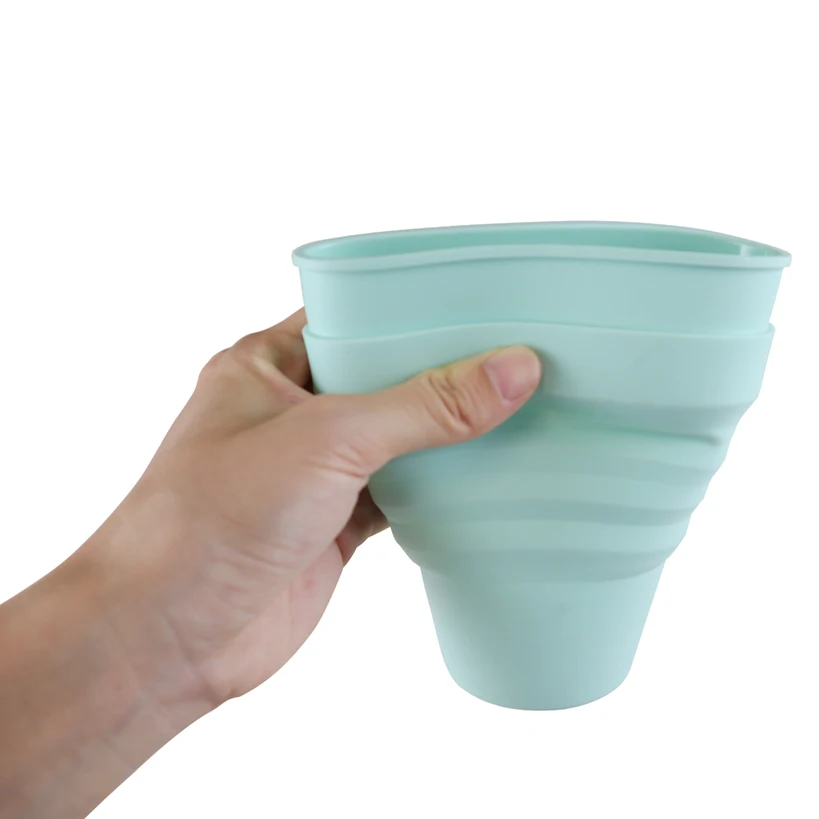 Outdoor camping silicone folding water cup creative gift sports  travel will carry cover telescopic cup mouthwash cup