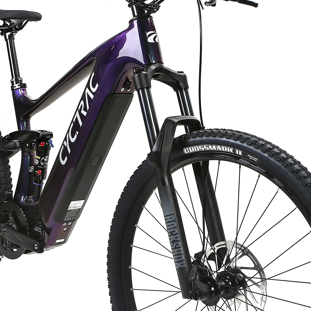 Full suspension E-MTB bike with carbon frame fit for Bafang M510/600 mid motor 250w500w48v15ah battery electric mountain bicycle