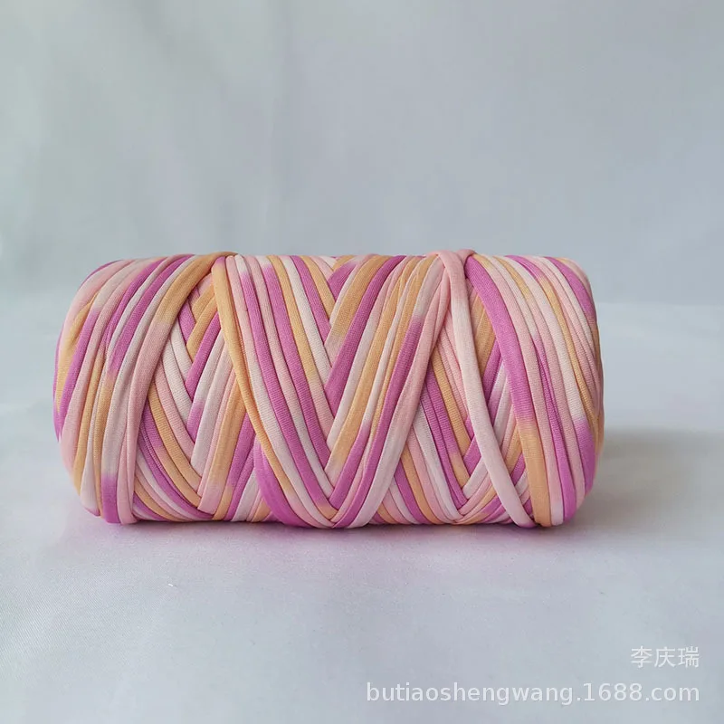 Ins section dyed color t-shirt yarn crochet hand bag material DIY crochet carpet cushion storage basket fancy knitting yarn