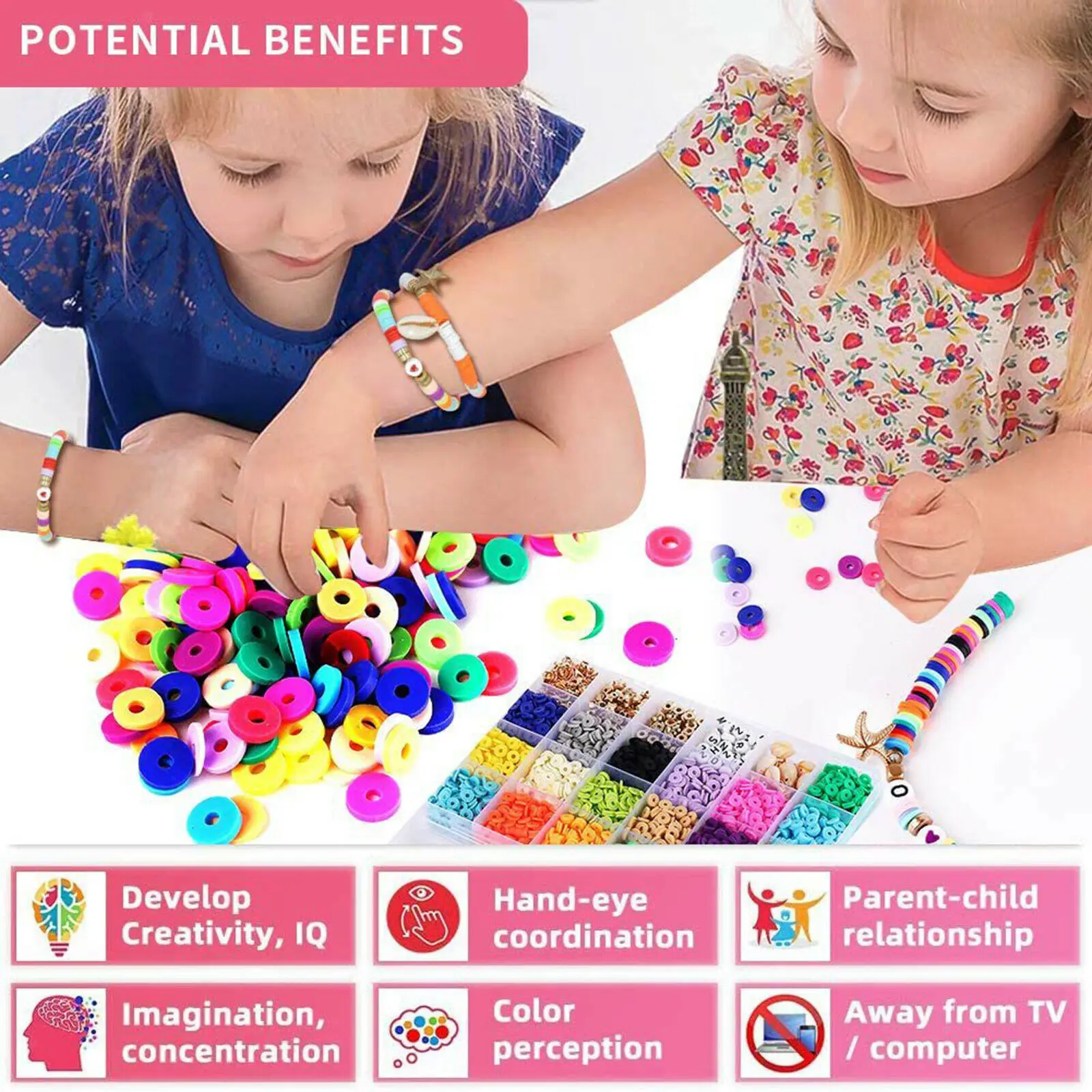 8600PCS Wholesale DIY Glass Seed Beads Alphabet Letter Clay Bracelet Jewelry Making Kits With Tools For