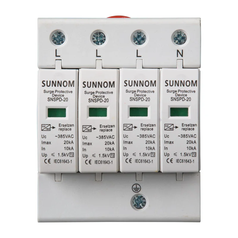 Sunnom SNSPD-20 переменного тока сетевой фильтр СПД 4P 10KA ~ 20KA 385V din-рейку дома от перенапряжения защитные защита низкого напряжения и коммутационных перенапряжений