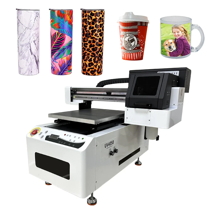 Manufacturer 4050 multifunction uv flatbed Printer with xp600 I1600 I3200 printhead for Glass Mug Bottle Phone Case printing