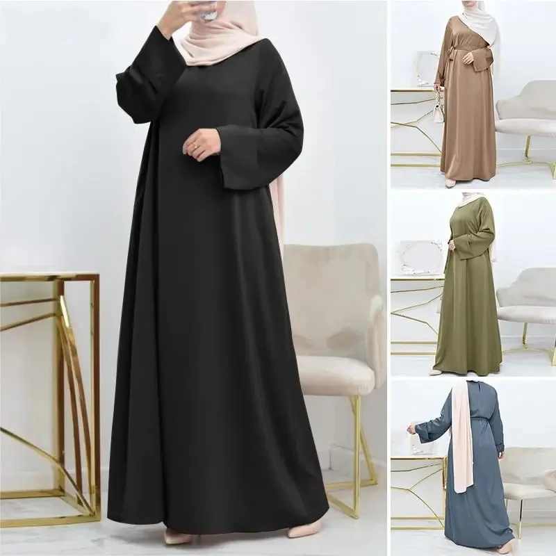 Высококачественное арабское 6 видов цветов длинное платье abaya dubai для женщин скромное 2024 простой дизайн