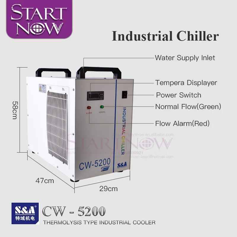S&A CW5200 Series Industrial Water Chiller CW5200AH CW5202TH 80W 150W CO2 Laser Tube Cooling Device for CNC Spindle Machine