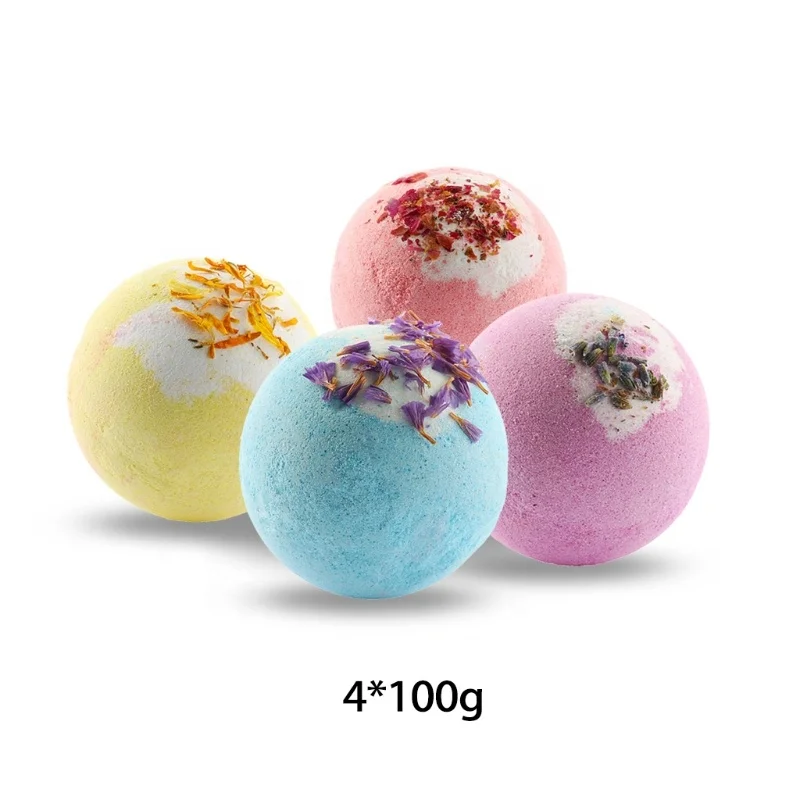 4pcs 100g Dried Flower Blast Bath Salt Ball Essential Oil Star Luxury Christmas