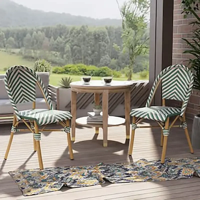 On sale Outdoor lawn furniture bamboo look patio PE wicker restaurant dinner arm rattan chair rattan chair garden chair
