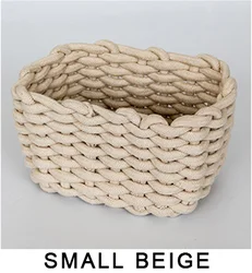 Wholesale Household Hand-Woven Thick Cotton Rope Natural Flax Fiber Laundry Basket Laundry Storage Basket