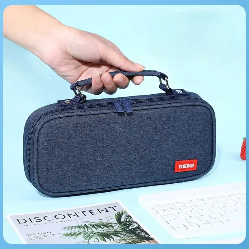 Factory Student canvas pencil case creative large-capacity handbag portable stationery box