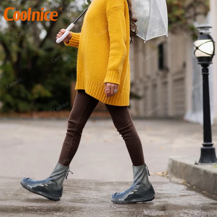 Waterproof Silicone Shoe Covers Reusable Foldable Not-Slip Rain Shoe Covers with Zipper Shoe Protectors Overshoes Rain Galoshes