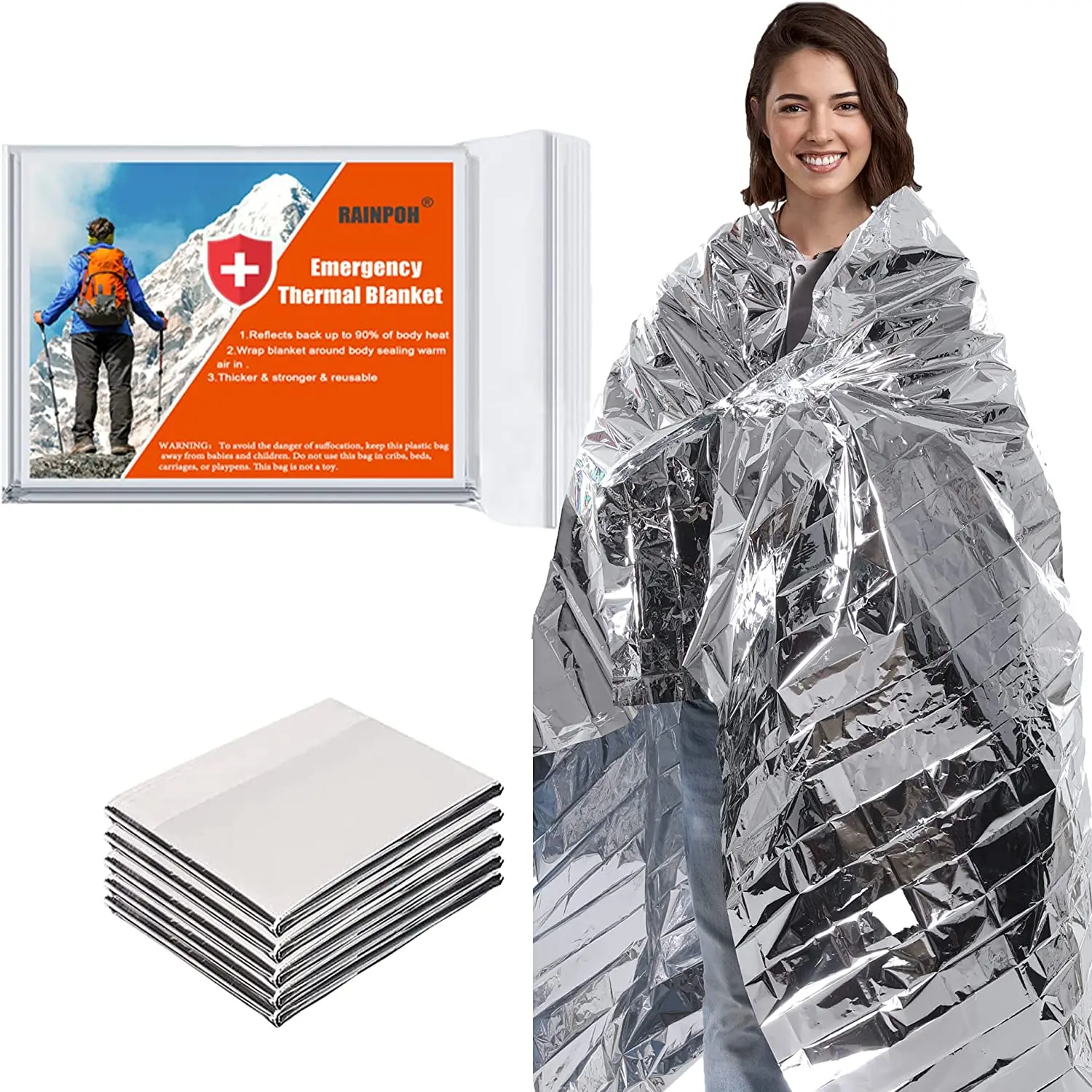 Reflective Warm Emergency Light Bivy Bag Lifesaving Rescue Blanket Hiking Equipment Aluminum Foil Camping Hiking EC Certified