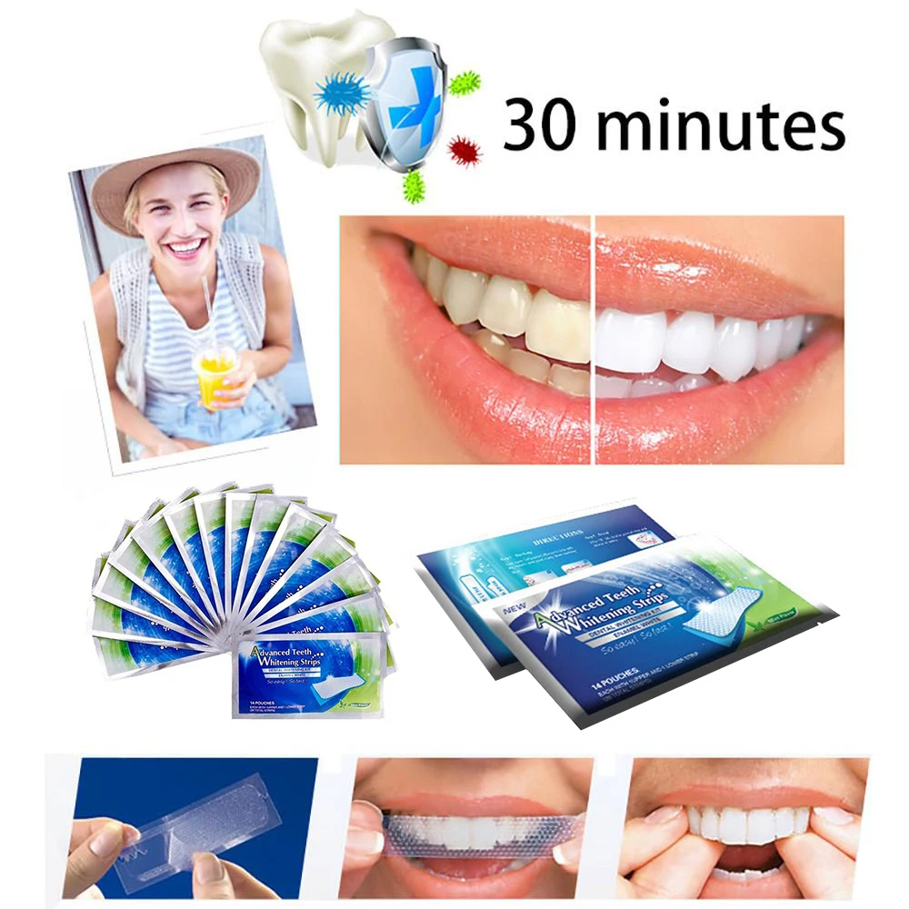 14Pcs/7Pair  White Gel Teeth Whitening Strips Oral Hygiene Teeth Strip blanchiment des dents Dental Bleaching Teeth Kit