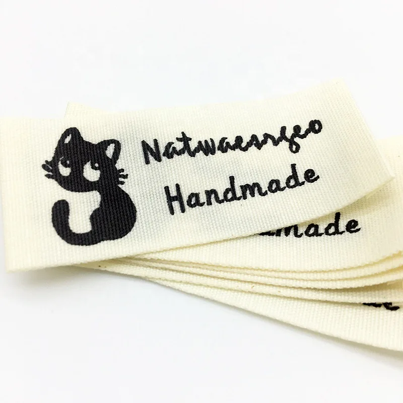 Custom Logo Cheap Price Printed Fabric Neck Tag Double Sided Cotton Label Printed For Clothing