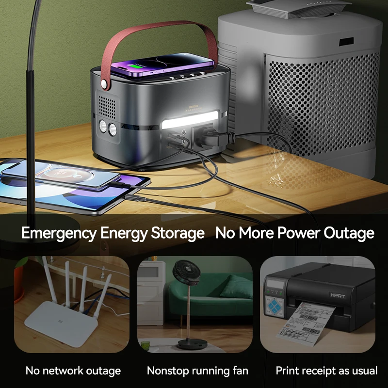 REMAX RPP-515 300W Digital Display Multifunctional Portable Power Station Fast Charging Power Bank 70000mAh with LED Light
