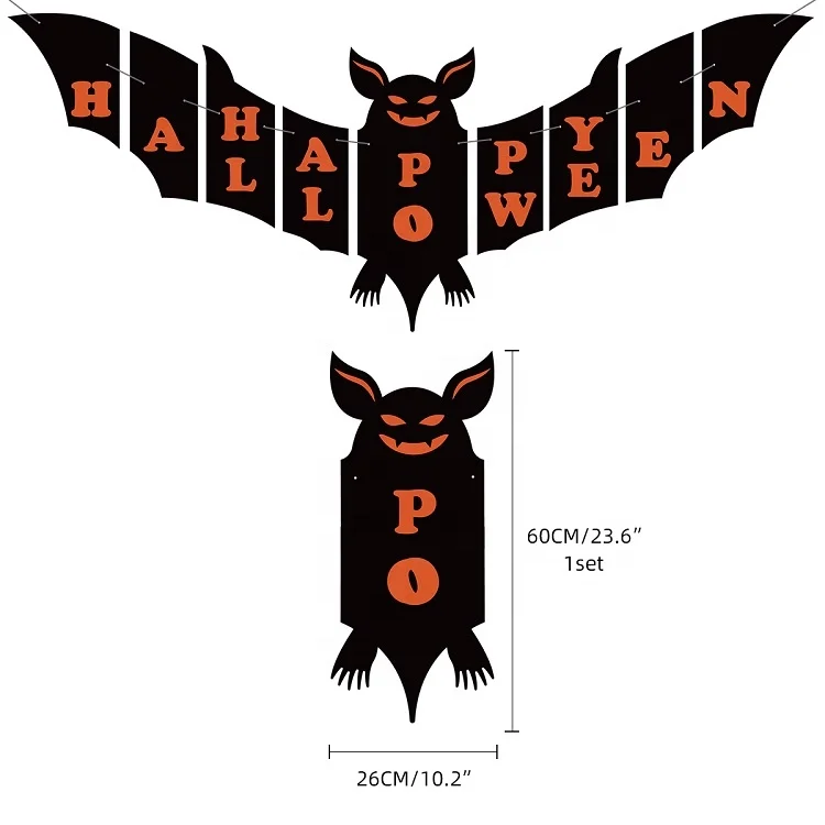 Umiss Paper Halloween Party Decoration Supplies include Bat Banner Bat Pumpkin Paper String Customization Balloons Cake topper