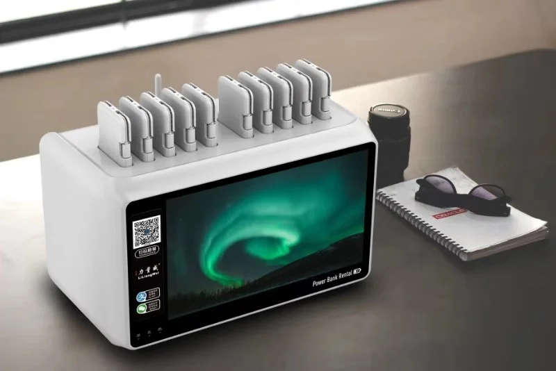 
Scanning QR Code shared Power Bank Rental station in Restaurant bar Airport shopping mall Hospital 