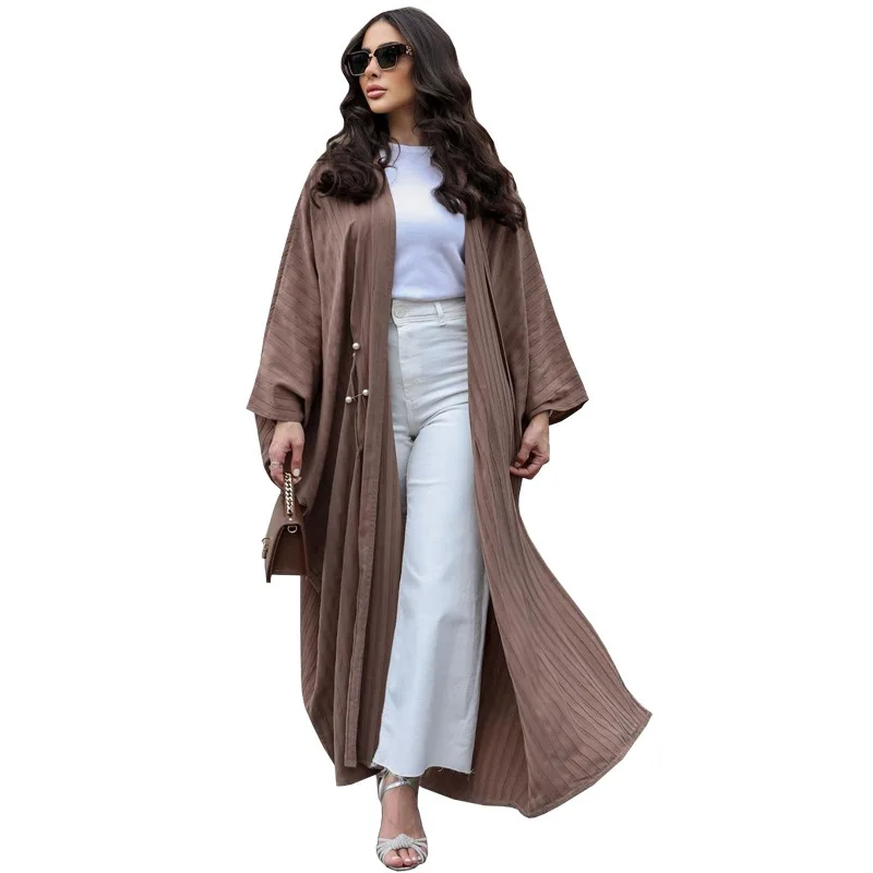 Solid Color Arab Dubai Turkish  Muslim Islamic Abaya Robe Cardigan Muslim Woman Modest Dress Women Hijab Clothing Abayas Dress