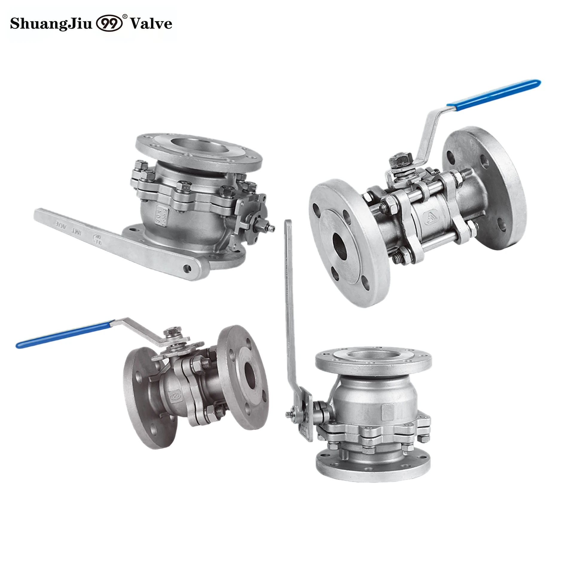 DIN3202 standard SS304/316 manual operation flange connection 2PC ball valve PN40 chemical use