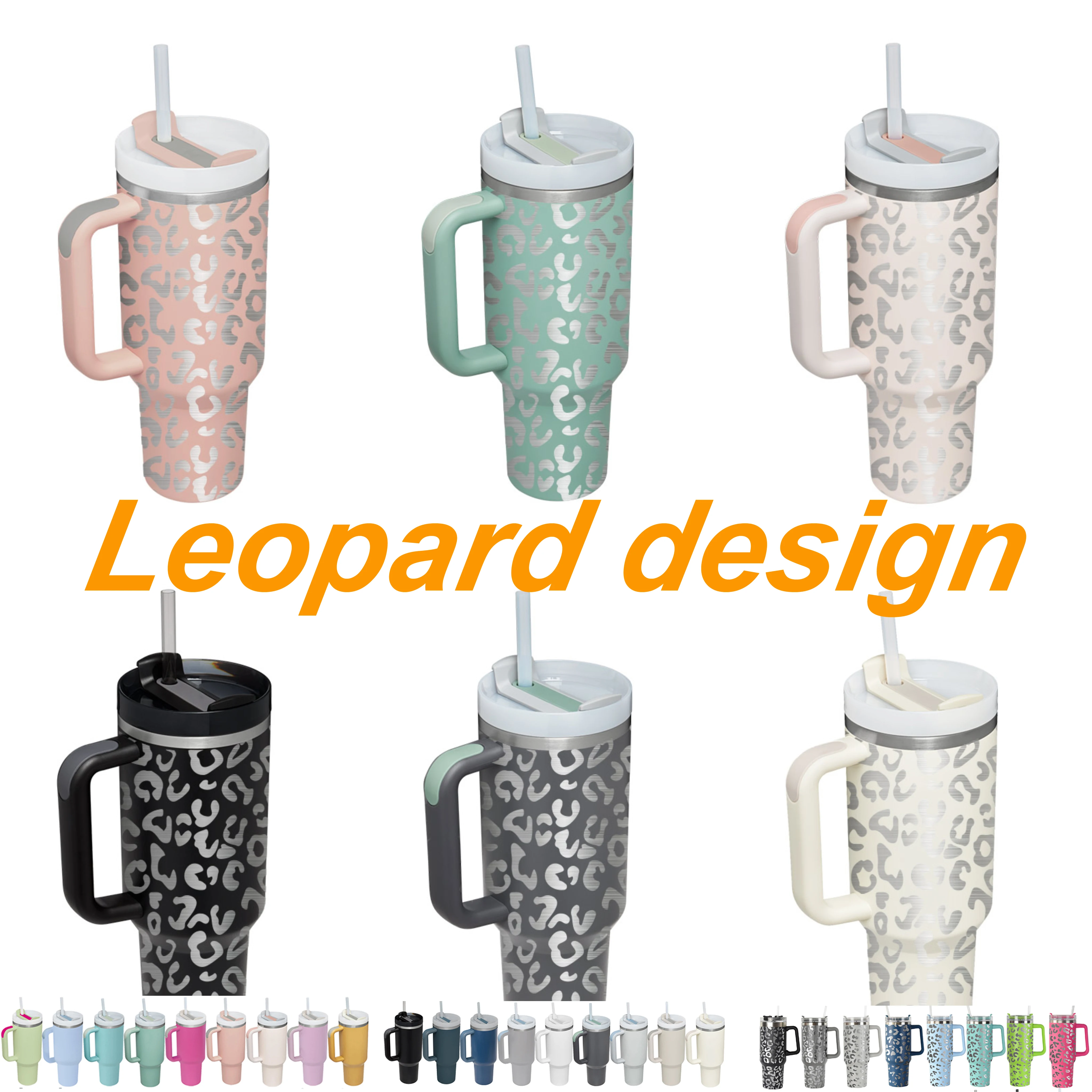 2023 Леопардовый принт h2.0 20oz 30oz 40oz приключение Flowstate Quencher Tumbler дорожная кружка Tumbler с ручкой и соломинкой