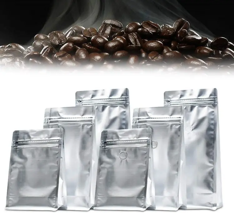 High Barrier Ziplock Heat-Sealable Resealable Stand-Up Solid Color Food Storage Coffee Bean Bags with Vented Valve