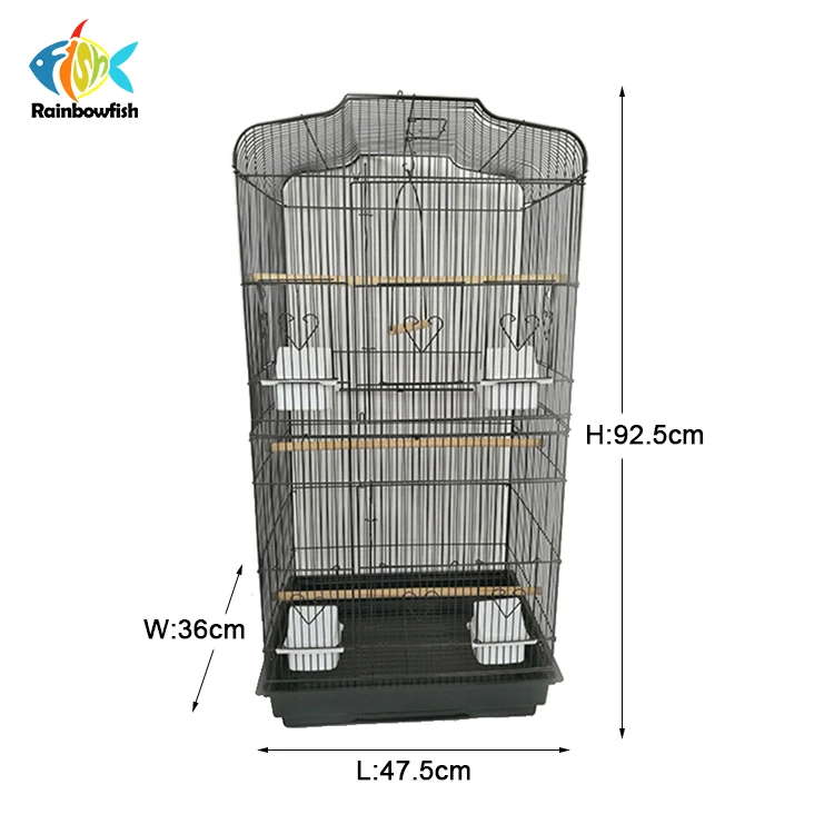 
2000 in stock black large bird cage46x37x93cm 3 layers folding parrot stainless cage independent packing for convenient delivery 
