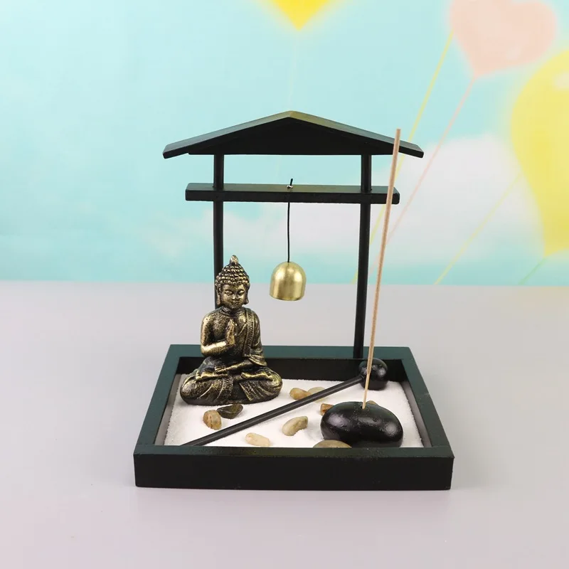 Wholesale Resin Japanese Zen Sand Garden Mini Kit for Office Home Tabletop Decoration Relaxation Meditation