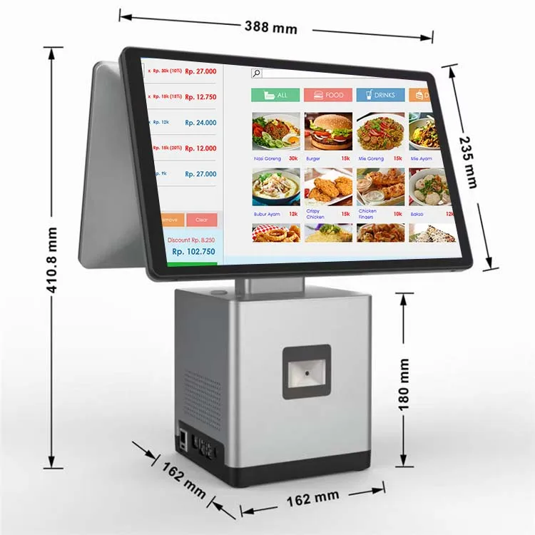 Android System Touch Panel PC 15.6 Inch Smart Pos Systems 11.6/14/15/15.6/17 Desktop Pos Machine Terminals With Built In Printer