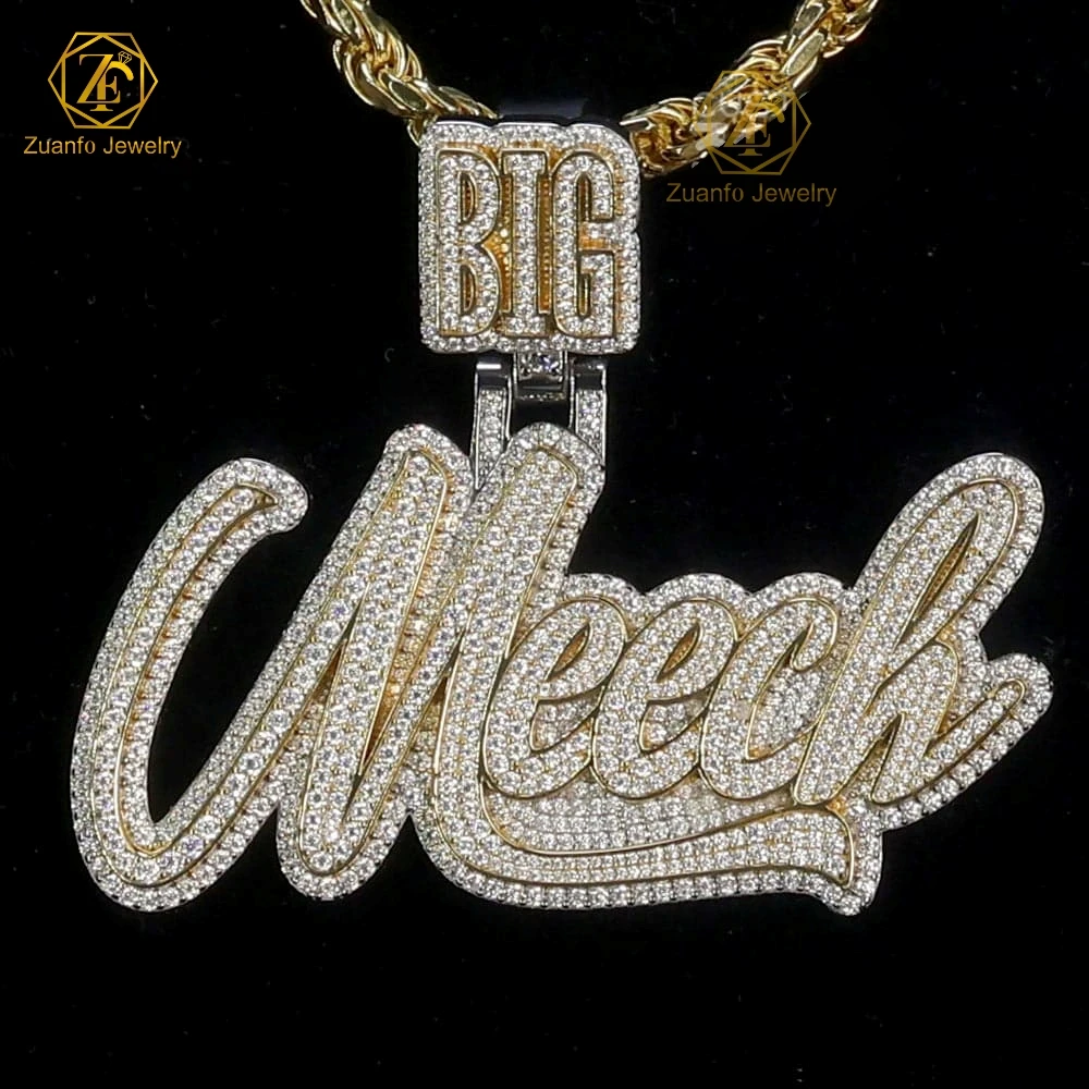Hip hop Letter Pendant Name Custom Hip Hop Rapper Lab Diamond Moissanite Iced out Pendant 925 Sterling Silver