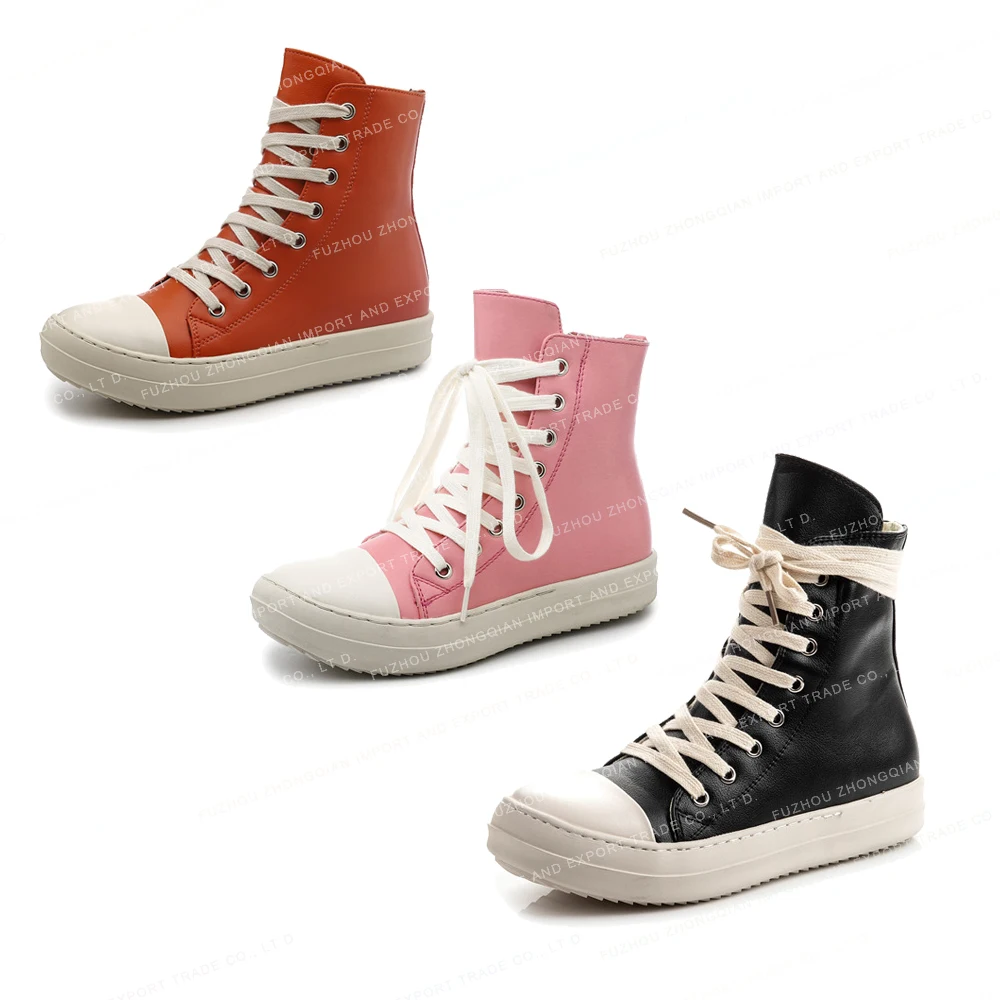 Casual Canvas Shoes Luxury Trainers Ankle Lace Up Women Sneaker Zip up High TOP Streetwear Flats Black Sneakers Boots