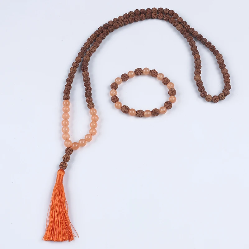 Rudraksha beads tassel necklace 108 Mala Beads jewelry set