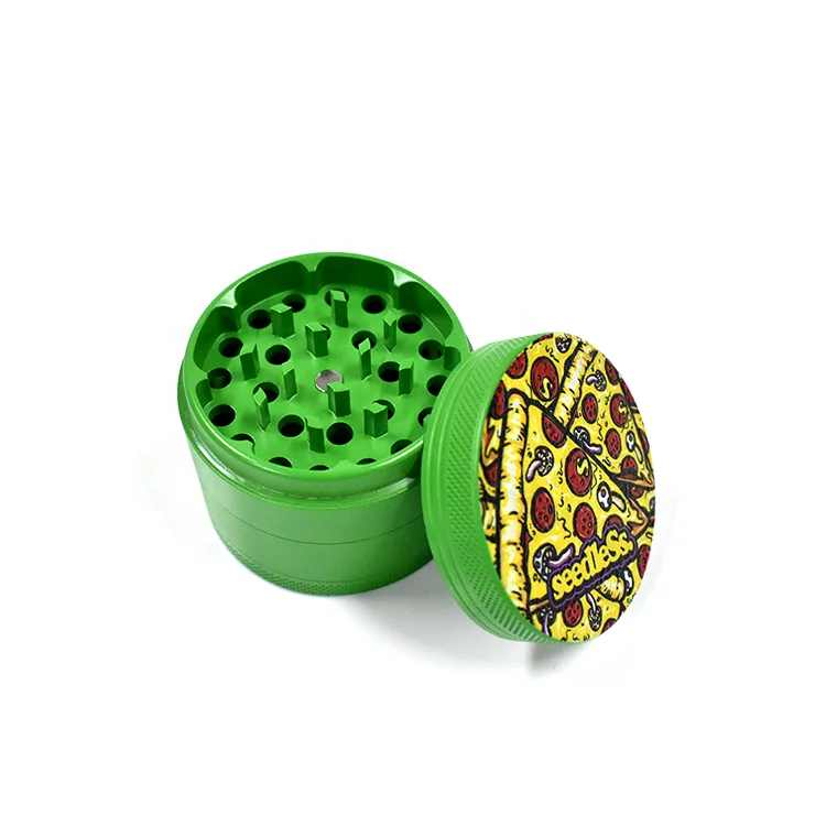 Ceramic coating 4 piece 40/50/55/63/75mm custom portable magnetic smoking crusher UV print zinc alloy metal grinders