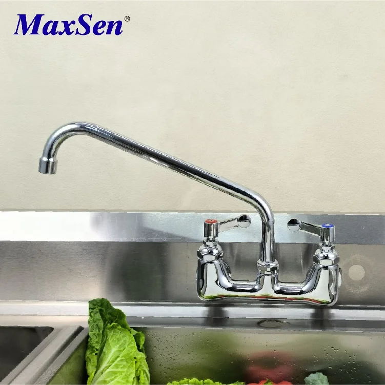 Adjustable Center Wall Mount Kitchen Sink Tap Wall Mounted Kitchen Faucet Dual Handle Kitchen Mixer Faucet Maxsen Tap