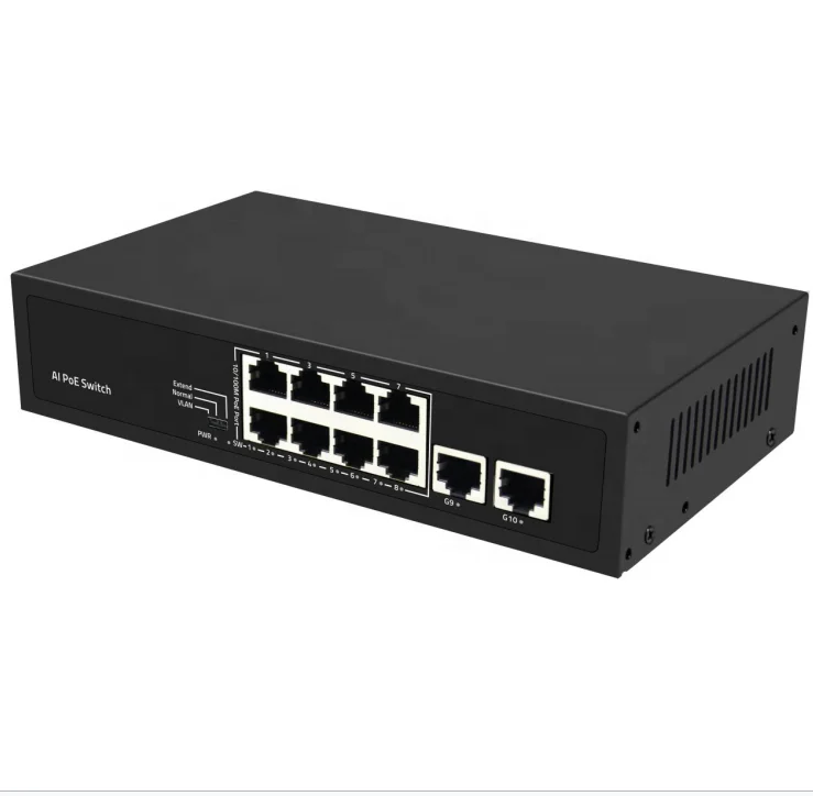 Full Gigabit 10/100/1000M 8 port PoE switch with 2 SFP gigabit slots for CCTV industry